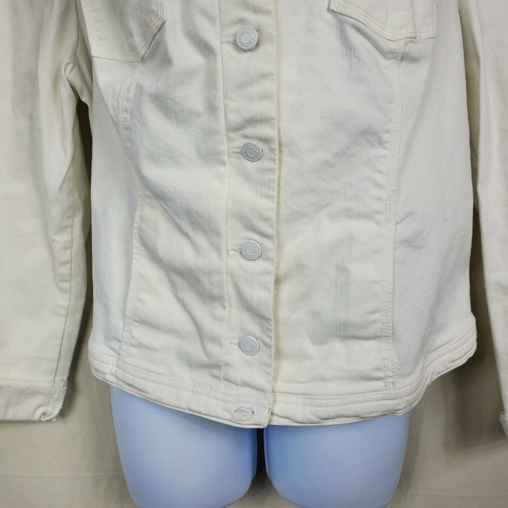 Liz Claiborne Womens Pure White Denim Stretch Long Sleeved Jacket Size XL - Picture 3 of 12